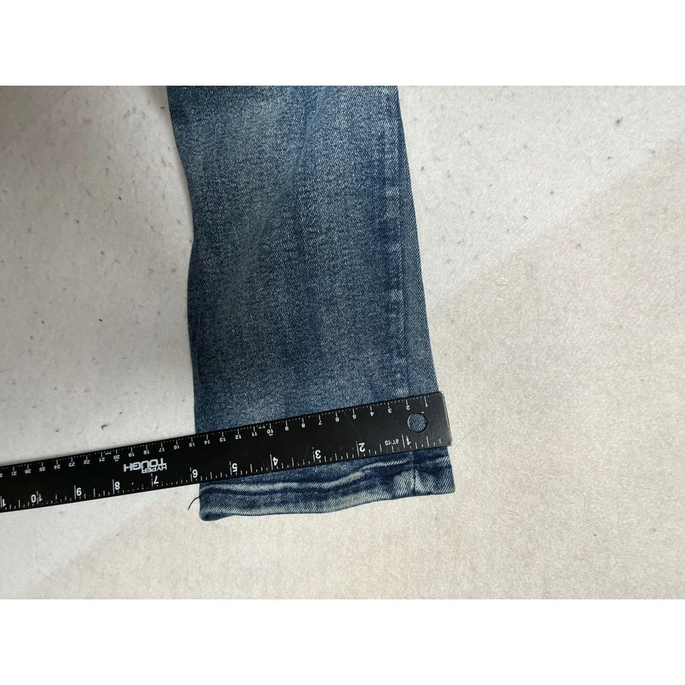 RGSTR Mens Distressed Moto Biker Jeans Blue Denim Ribbed Knee Slim Fit Size 30